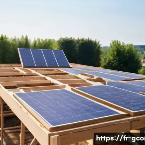 친환경건설기사 자격증 취득 후 경험담 - A modern eco-friendly construction site in a French suburban area during daytime, showcasing workers...