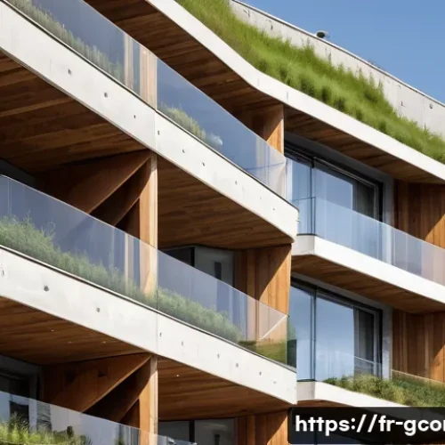 친환경건설기사로서의 커리어 패스 - A modern eco-friendly residential building exterior in a French urban setting, featuring sustainable...