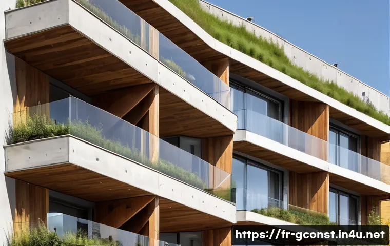 친환경건설기사로서의 커리어 패스 - A modern eco-friendly residential building exterior in a French urban setting, featuring sustainable...