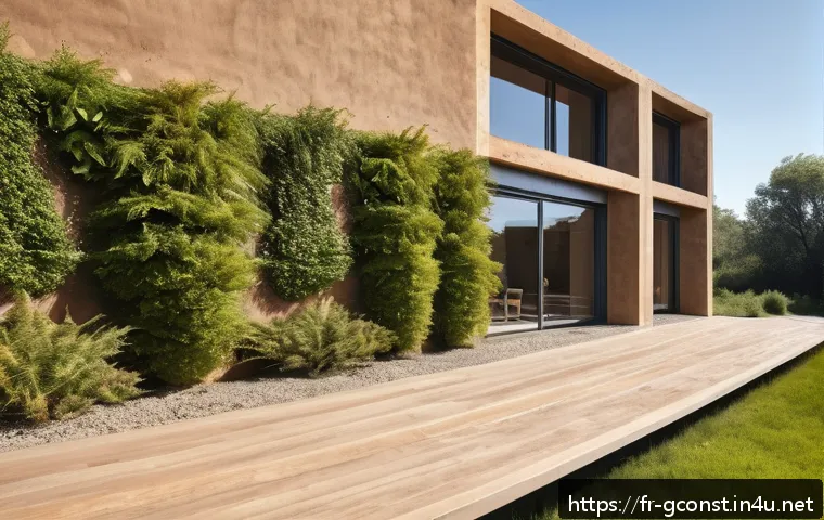 친환경건설기사 학습 필수 이론 - A modern eco-friendly French countryside house constructed with natural raw earth walls using the pi...